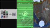 Crafting, aiming, and the end result of the orbital railgun (Image via Modrinth/Mishkis)